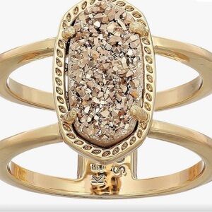 Kendra Scott Gold Tone Double Band Drusy Sparkle Jewelry Ring / Size 7-8